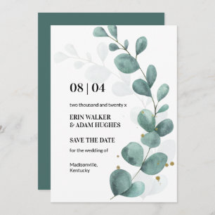 Moderne Waterverf Eucalyptus Greenery Save The Date