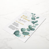 Moderne Waterverf Eucalyptus Greenery Wedding Gold Folie Uitnodiging (Gedraaid)
