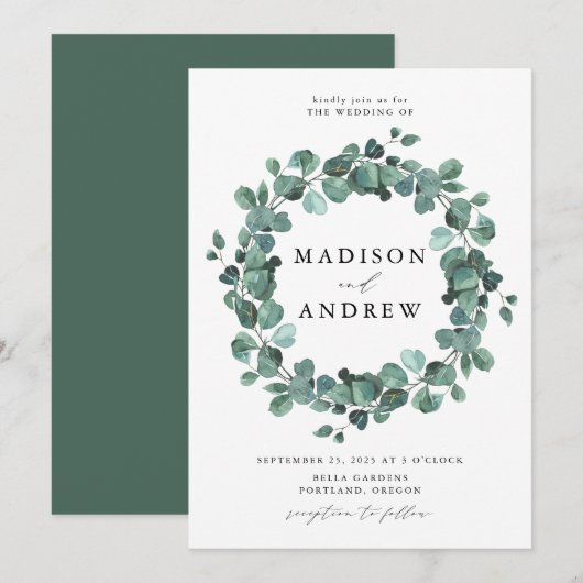 Moderne Waterverf Eucalyptus Greenery Wedding Kaart (Voorkant / Achterkant)