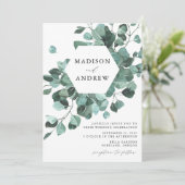 Moderne Waterverf Eucalyptus Greenery Wedding Kaart (Staand voorkant)
