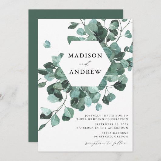 Moderne Waterverf Eucalyptus Greenery Wedding Kaart (Voorkant / Achterkant)