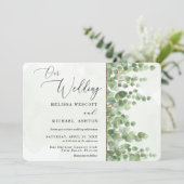 Moderne Waterverf Eucalyptus Greenery Wedding Kaart (Staand voorkant)