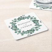 Moderne Waterverf Eucalyptus Greenery Wedding Kartonnen Onderzetters (Schuin)
