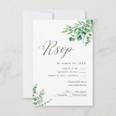 Moderne Waterverf Eucalyptus Greenery Wedding RSVP (Voorkant)