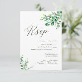 Moderne Waterverf Eucalyptus Greenery Wedding RSVP (Staand voorkant)