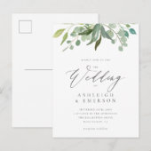 Moderne Waterverf Eucalyptus Greenery Wedding Uitnodiging Briefkaart (Voorkant / Achterkant)