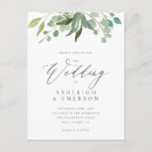 Moderne Waterverf Eucalyptus Greenery Wedding Uitnodiging Briefkaart (Voorkant)