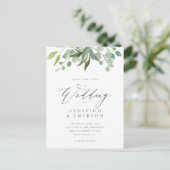 Moderne Waterverf Eucalyptus Greenery Wedding Uitnodiging Briefkaart (Staand voorkant)