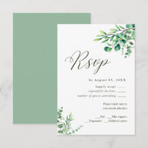 Moderne waterverf Eucalyptus groen Huwelijks RSVP