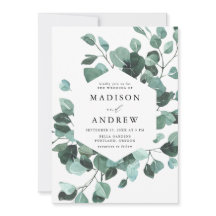 Moderne Waterverf Eucalyptus Groene Huwelijk