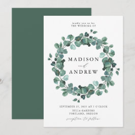 Moderne Waterverf Eucalyptus Groene Huwelijk Kaart