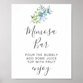 Moderne Waterverf Eucalyptus Groene Huwelijk Poster