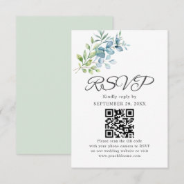 Moderne Waterverf Eucalyptus Groene Huwelijk RSVP Kaartje