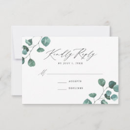 Moderne Waterverf Eucalyptus Groene Huwelijk RSVP Kaartje
