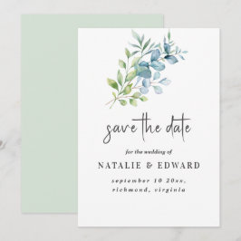 Moderne Waterverf Eucalyptus Groene Huwelijk Save The Date