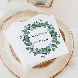 Moderne Waterverf Eucalyptus Groene Huwelijk Servet
