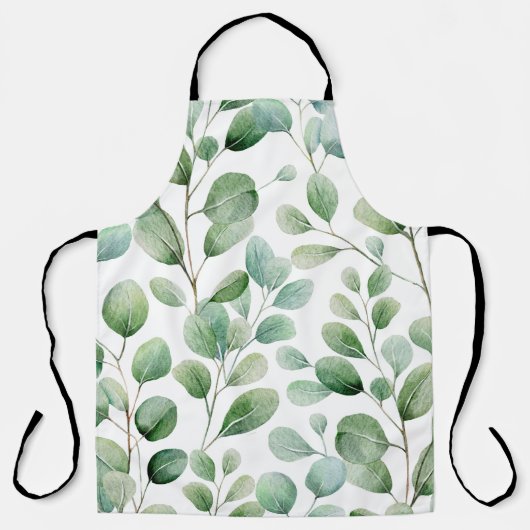 Moderne Waterverf Eucalyptus Groene Schort (Voorkant)