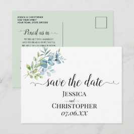 Moderne Waterverf Eucalyptus Groene Trouw Aankondigingskaart