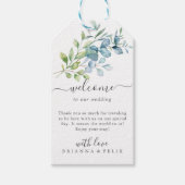 Moderne Waterverf Eucalyptus Groene Trouwdag Cadeaulabel (Voorkant)