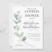 Moderne Waterverf Eucalyptus Koppels Douche Invite Kaart (Voorkant)