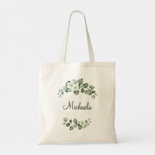 Moderne Waterverf Eucalyptus laat zich persoonlijk Tote Bag (Achterkant)