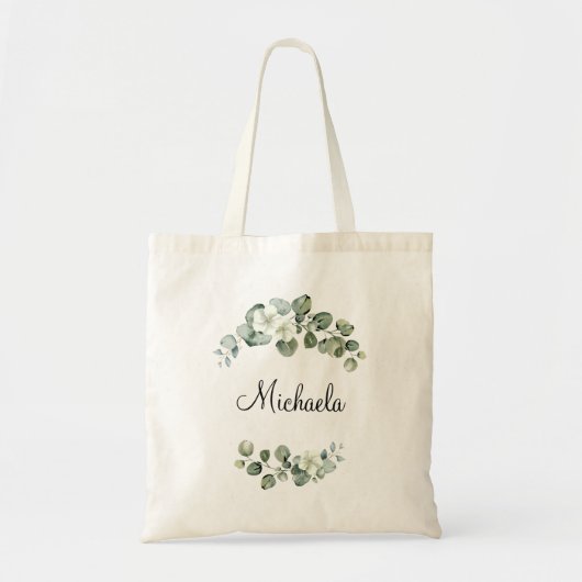 Moderne Waterverf Eucalyptus laat zich persoonlijk Tote Bag (Voorkant)