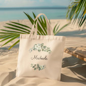 Moderne Waterverf Eucalyptus laat zich persoonlijk Tote Bag