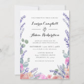 Moderne Waterverf Eucalyptus & Lavendel Huwelijk Kaart (Voorkant)