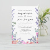 Moderne Waterverf Eucalyptus & Lavendel Huwelijk Kaart (Staand voorkant)