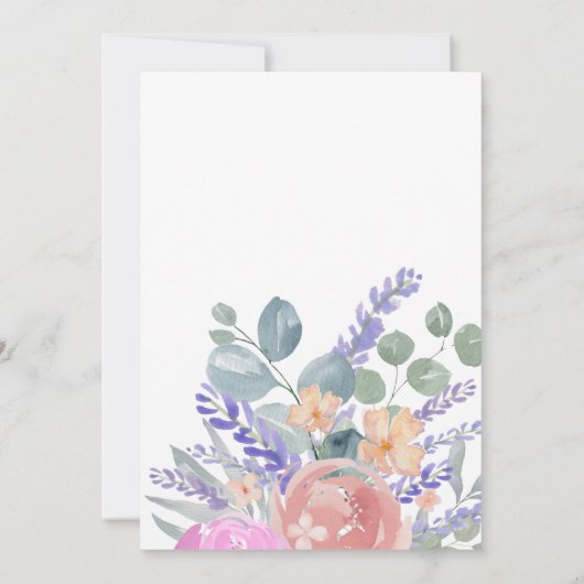 Moderne Waterverf Eucalyptus & Lavendel Huwelijk Kaart (Achterkant)