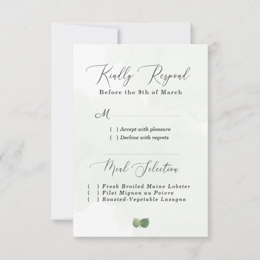 Moderne Waterverf Eucalyptus Leaves RSVP Kaartje (Voorkant)