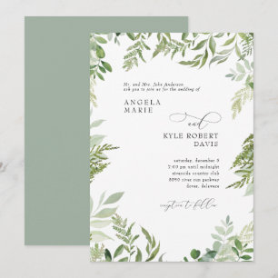 Moderne Waterverf Eucalyptus Parents Sage Wedding Kaart