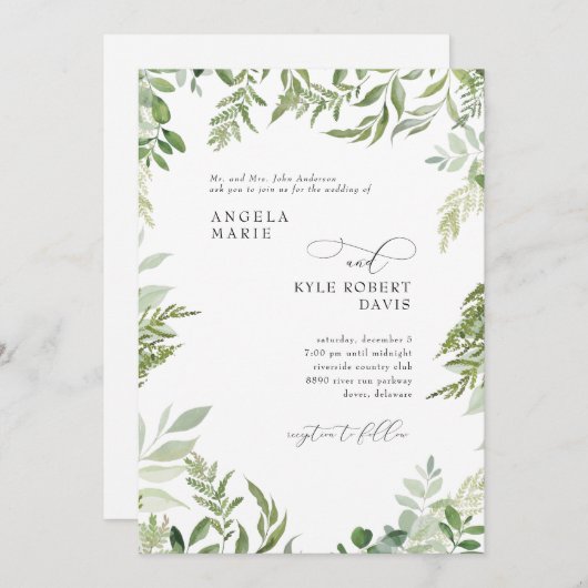 Moderne Waterverf Eucalyptus Parents Wedding Kaart (Voorkant / Achterkant)