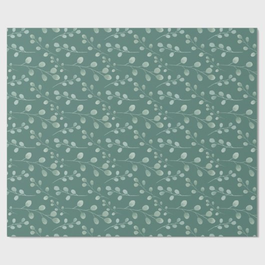 Moderne Waterverf Eucalyptus Pattern Green Cadeaupapier (Vlak)
