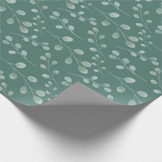Moderne Waterverf Eucalyptus Pattern Green Cadeaupapier (Hoek)