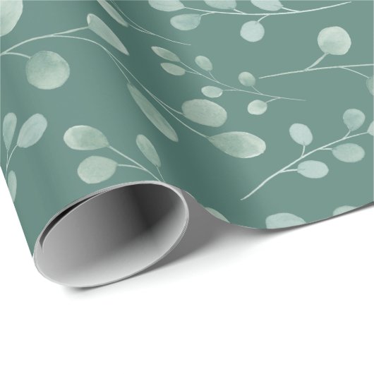 Moderne Waterverf Eucalyptus Pattern Green Cadeaupapier (Rol Hoek)