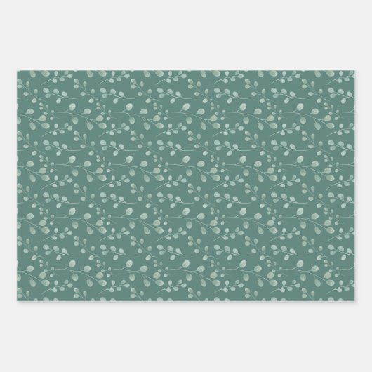 Moderne Waterverf Eucalyptus Pattern Green Inpakpapier Vel (Voorkant)