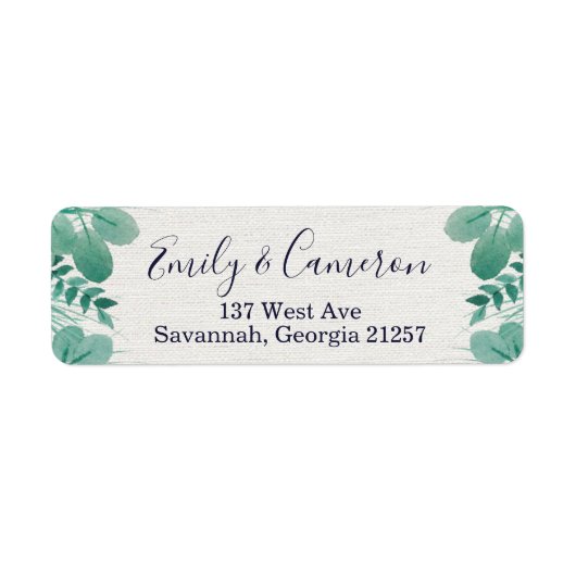 Moderne Waterverf Eucalyptus Return Address Label (Voorkant)