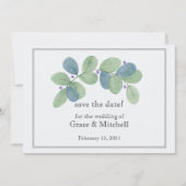 Moderne Waterverf Eucalyptus Save The Date (Voorkant)