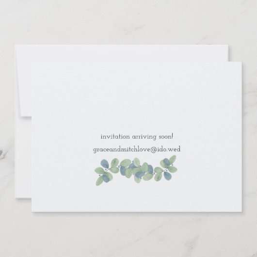 Moderne Waterverf Eucalyptus Save The Date (Achterkant)