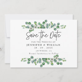 Moderne Waterverf Eucalyptus Save the Date Kaart