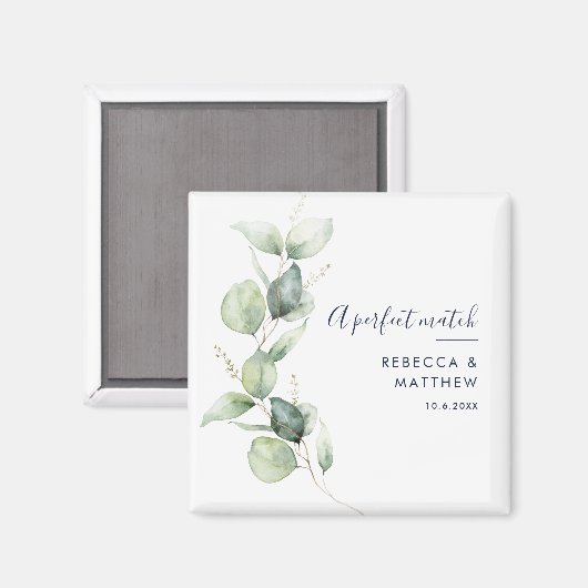 Moderne Waterverf Eucalyptus Script Bruiloft Magneet (Voorkant / Achterkant)