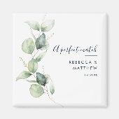 Moderne Waterverf Eucalyptus Script Bruiloft Magneet (Voorkant)