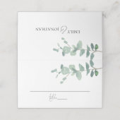 Moderne Waterverf Eucalyptus Script Weddenschap Plaatskaartje (Buitenkant ongevouwen)