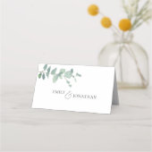 Moderne Waterverf Eucalyptus Script Weddenschap Plaatskaartje (Achterkant)