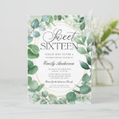 Moderne Waterverf Eucalyptus Sweet 16 Kaart (Staand voorkant)