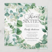 Moderne Waterverf Eucalyptus Sweet 16 Kaart (Voorkant / Achterkant)