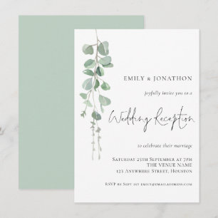 Moderne Waterverf Eucalyptus Trouwreceptie Kaart