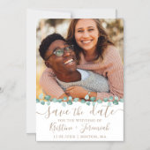 Moderne Waterverf Eucalyptus Vine Foto bruiloft Magnetische Uitnodiging (Voorkant)