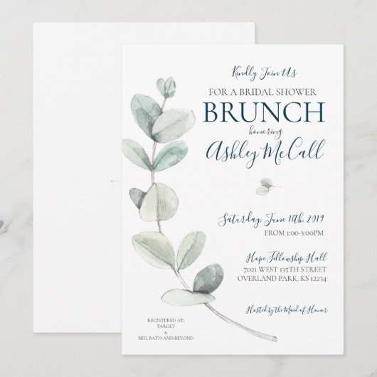 Moderne Waterverf Eucalyptus Vrijgezellenfeest uit Kaart (Voorkant / Achterkant)